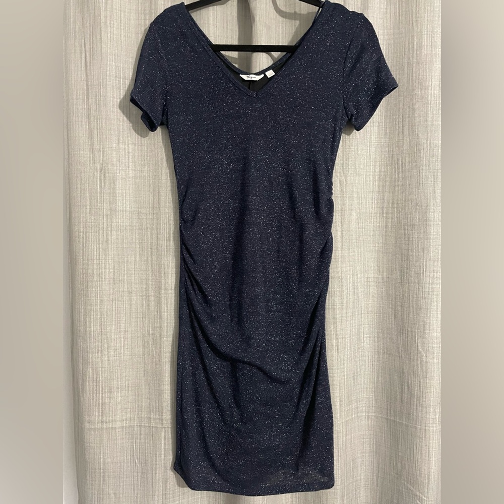 Sparkly navy blue maternity dress